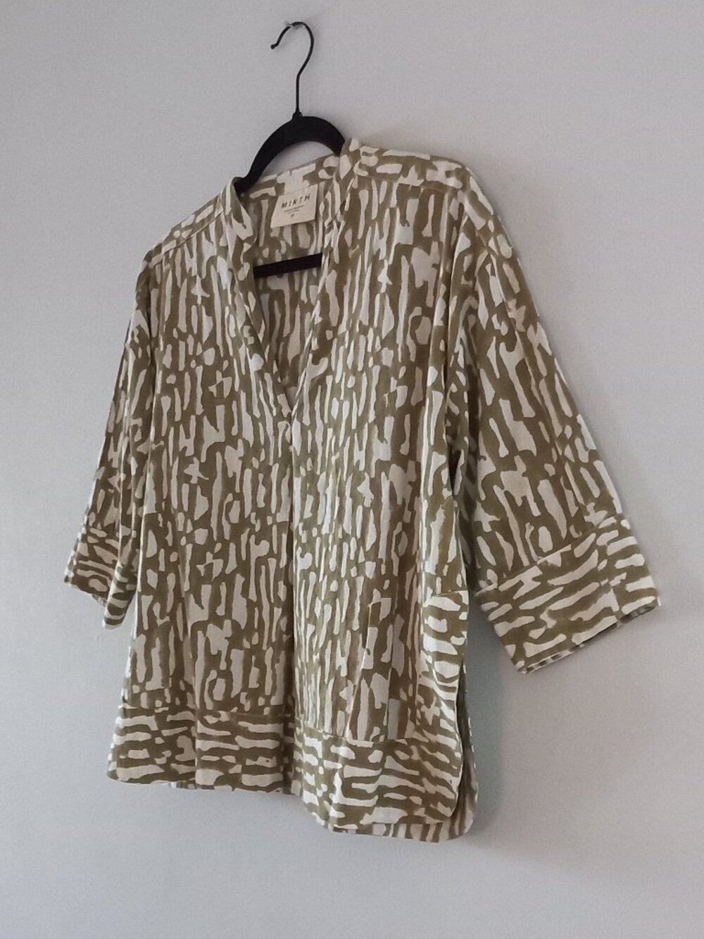 MIRTH (ANTHROPOLOGIE) cotton khaki print blouse - Picture 4 of 13